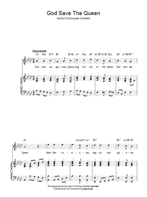 God Save The Queen By Traditional Sheet Music For Piano Vocal And Guitar