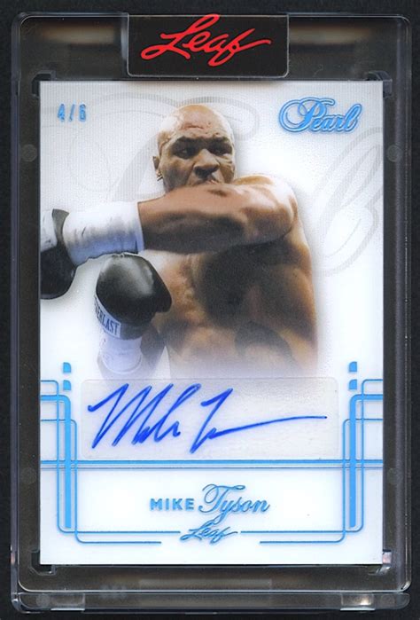 Mike Tyson 2021 22 Leaf Pearl Autograph Ba Mt1 Blue Spectrum 46