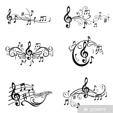 Fotomural Conjunto de la ilustración de las notas musicales en vector