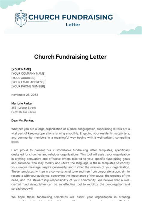 Free Church Fundraising Letter Template - Edit Online & Download ...