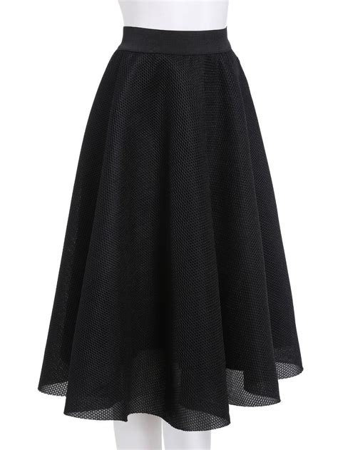 Elastic Waist Flare Black Skirtfor Women Romwe