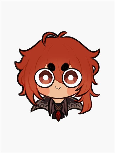 Diluc Genshin Chibi Sticker For Sale By Isnotanoctopus Redbubble