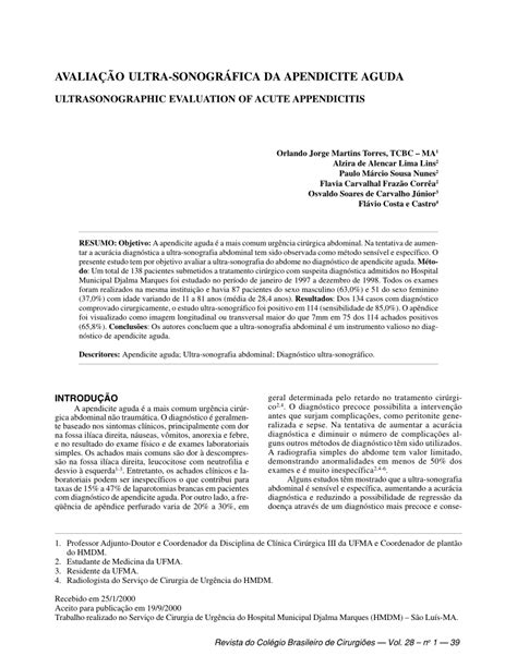 PDF Ultrasonographic Evaluation Of Acute Appendicitis