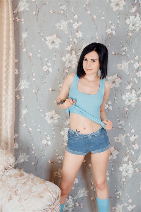 Dark Haired Teen Babe Alla B Strips Naked And Masturbates Her Pussy 14 Photos