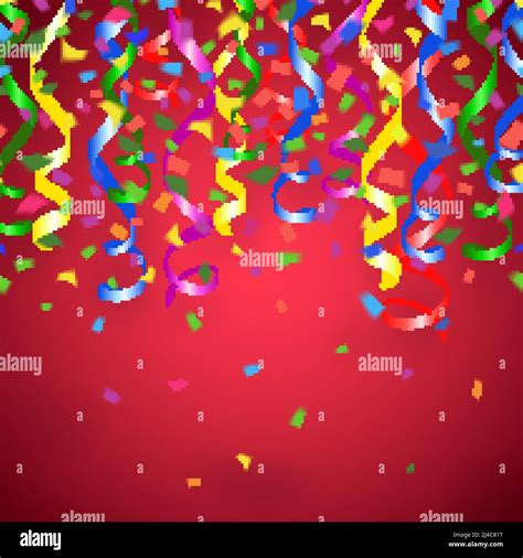 Vector party streamers and confetti red background Stock Vector Image ...