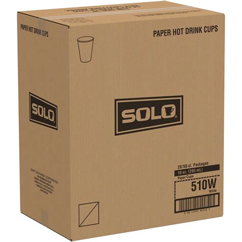 Solo White Single Sided Poly Paper Hot Cup 10 Oz Arrow Paper