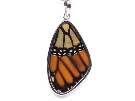 Sterling Silver Real Monarch Butterfly Wing Pendant One Of A Kind