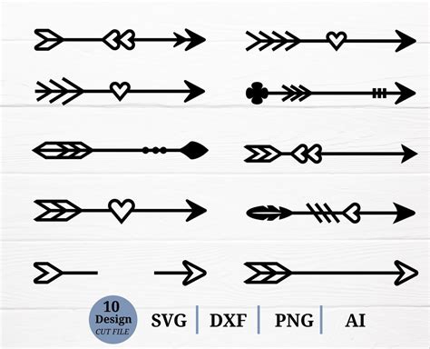 Pfeil Svg Plotterdatei Bundle Pfeil Mit Herz Valentine Love