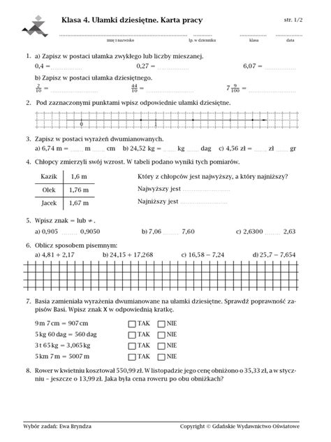 Ulamki Dziesietne Pdf