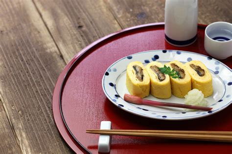 Umaki Japanese Eel Rolled Omelet Japanese Cuisine Stock Photo