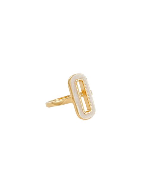 Missoma 18k Gold Plated Enamelled Ring In White Lyst