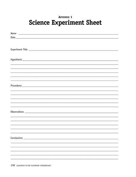 Observation Sheet For Science Experiments