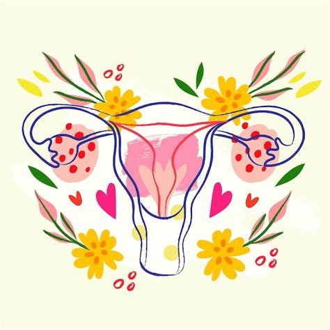 Free Vector Female Reproductive System With Beautiful Flowers Illustrated