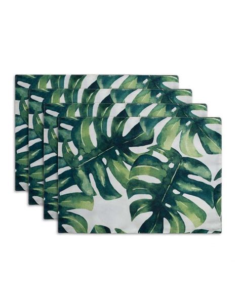 Tropical Plants Print Waterproof Placemat Plate Bowl Mat Coasters Table Pad