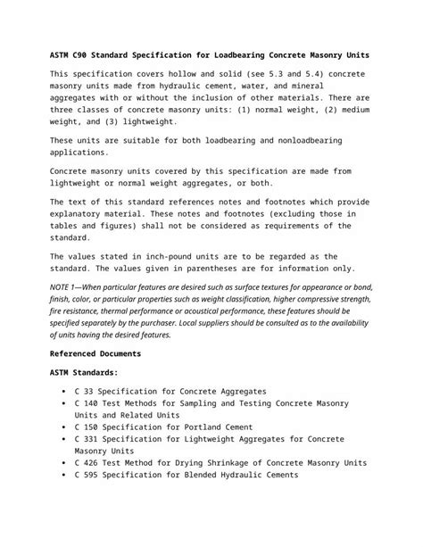 Astm C Specification For Load Bearing Concrete Masonry Units Pdf Hot