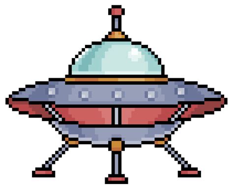 Elemento De Nave Espacial Alienígena De Pixel Art Para Juego De 8 Bits