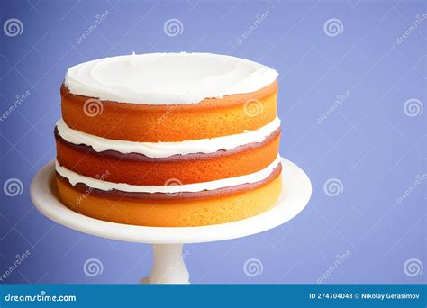 Homemade Naked Layered Vanilla Cake With Whipped Cream Stock Illustration Illustration Of Text