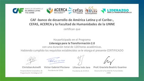 Certificado De Participacion Cefas Chaco Lpt Caf Banco De