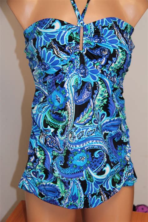 NWT INC International Concepts Swimsuit Bikini Tankini Set Sz BLU EBay