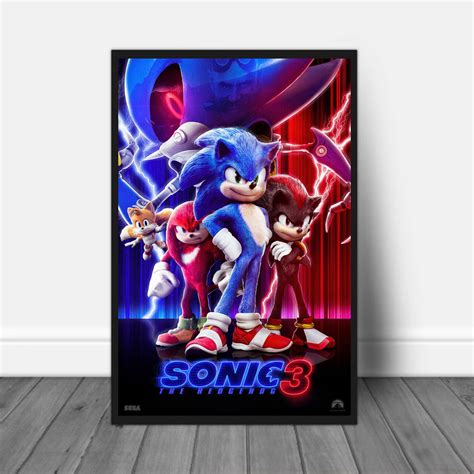 Sonic 3 Movie Poster Sonic the Hedgehog 3 Poster Sonic the - Etsy