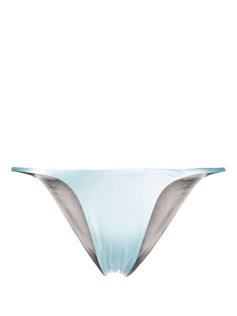 ISA BOULDER Forward Reversible Satin Bikini Bottom Blue Editorialist
