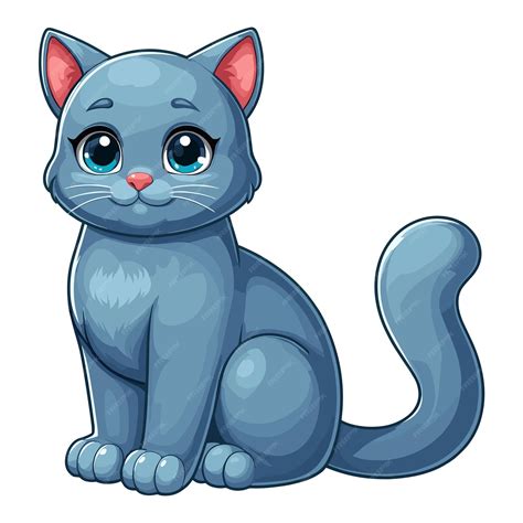 Premium Vector Cute Russian Blue Cat Vector Cartoon Illustration