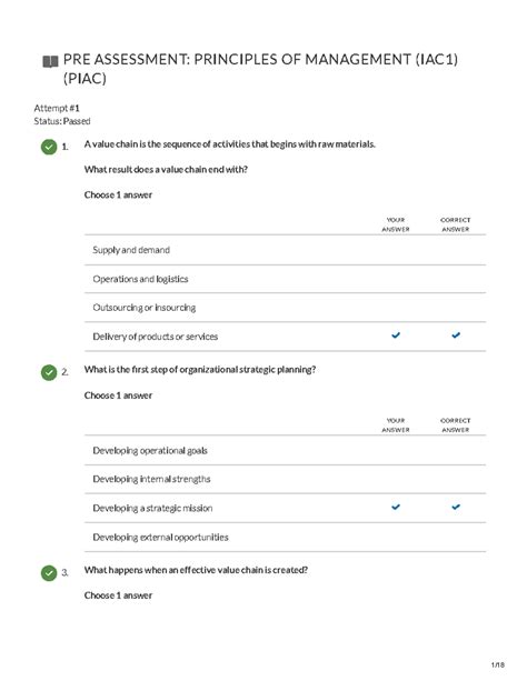 Wgu Principles Of Management C Pre Assessment Pre Assessment