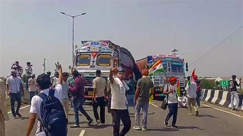 Haryana Farmers Block Rohtak Delhi National Highway Seek Arrest Of