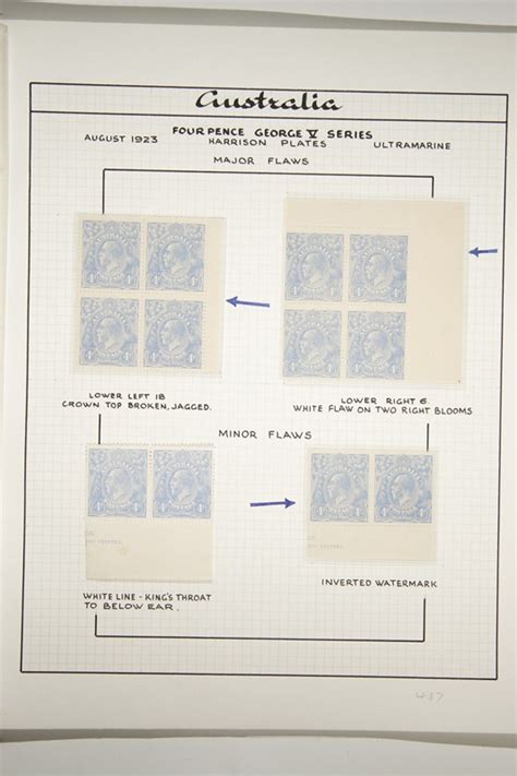 Page 487 1923 King George V Single Watermark 4d Blue Mint Blocks Of