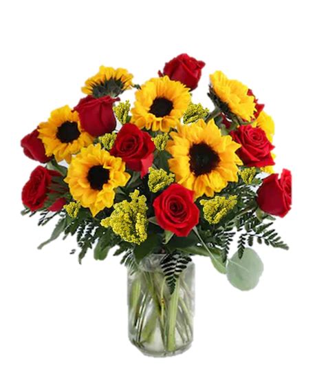 Sunflowers and Red Roses - Vegas Flowers Delivery