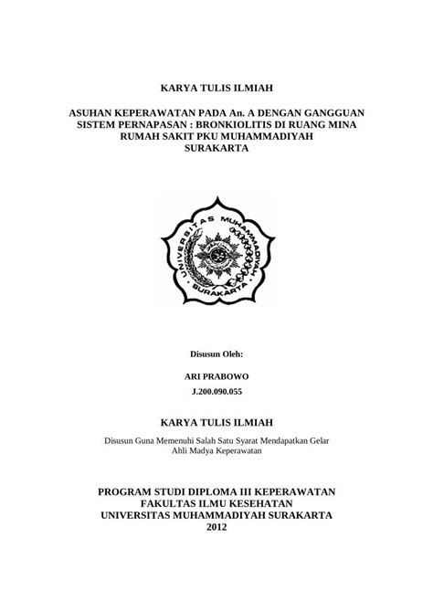 Pdf Karya Tulis Ilmiah Asuhan Keperawatan Pada An A Filematerial