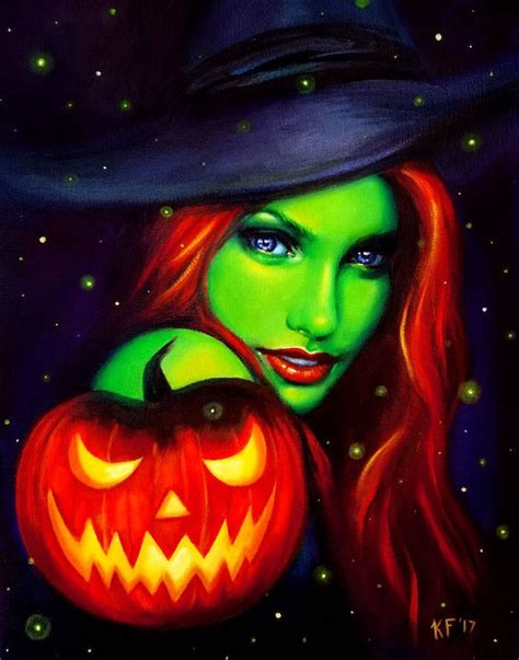 Halloween Witch Art 11x14 Print Green Witch Artwork Wicked Etsy