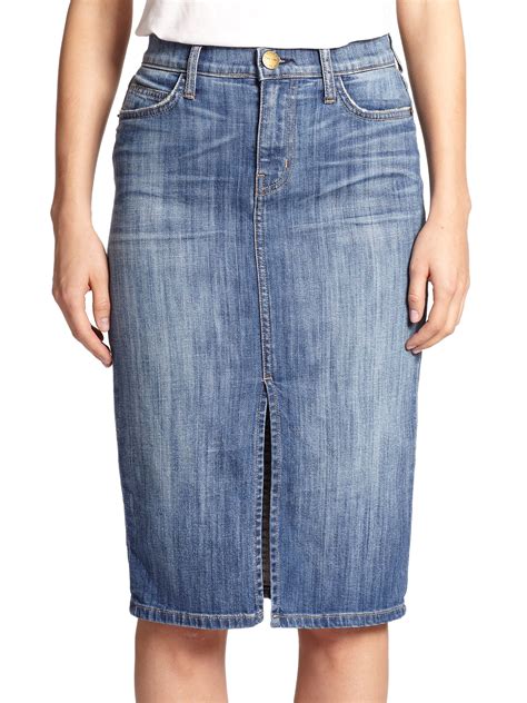 Lyst Current Elliott High Waist Denim Pencil Skirt In Blue