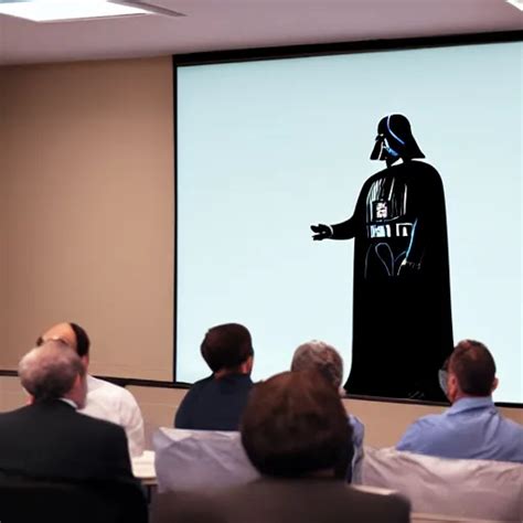 Photo Of Darth Vader Giving Presentation In Business Stable Diffusion