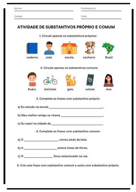 Atividade 3 Ano Substantivo Proprio E Comum - Atividade de Substantivo Próprio e Comum 3º e 4º Ano