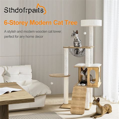 Sthdofrpaits Wooden Cat Tree Tower In Modern Wood Cat Tree With