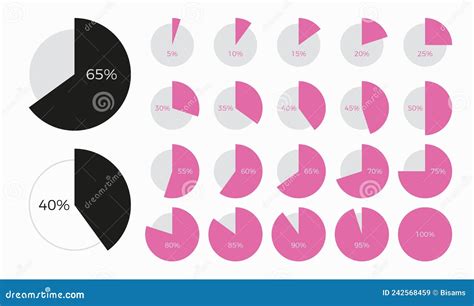 Set Of Trendy Circle Infographic Pie Chart Diagrams Design Elements