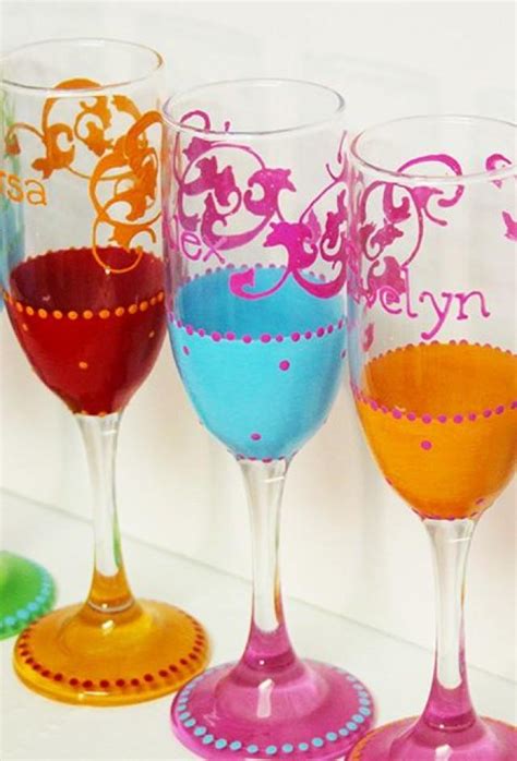 Colorful Hand Painted Champagne Glasses Weddbook