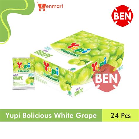 Jual Yupi Bolicious White Grape 1 Box 24 Pcs Permen Anggur Hijau Jelly