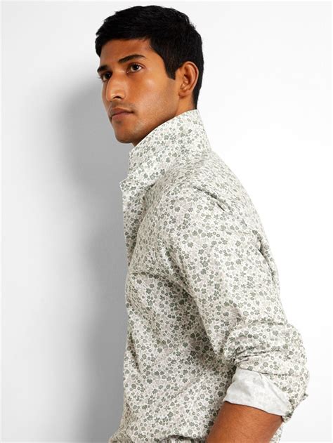 Selected Slim Ethan Shirt Ls Aop Bright White Flower