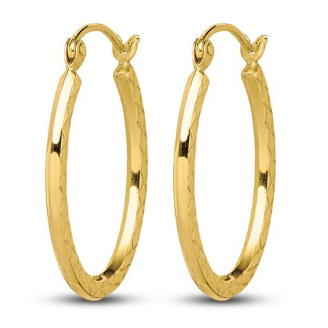 Hollow Oval Hoop Earrings 10k Yellow Gold Jared