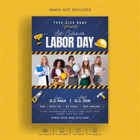 Premium PSD | Labor day flyer or poster template design