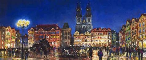 Gallery of artist Yuriy Shevchuk: Prague Old Town Square Night Light