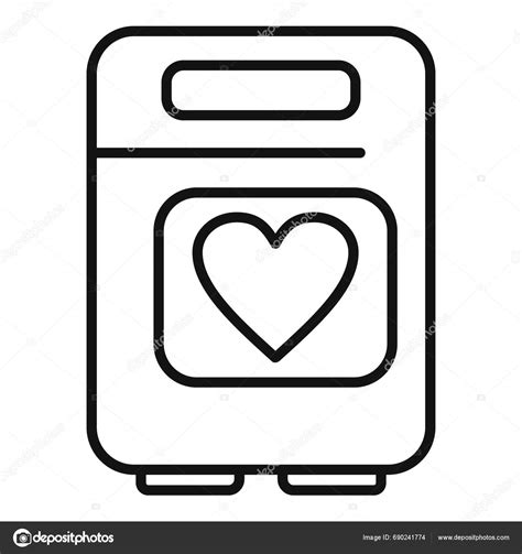 Automatic Defibrillator Icon Outline Vector Breath Attack Problem Cardiac Care Stock Vector By