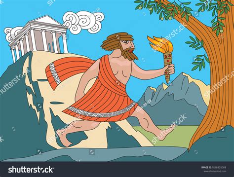 Greek Myths Legends Prometheus Stole Fire Stock Vector Royalty Free