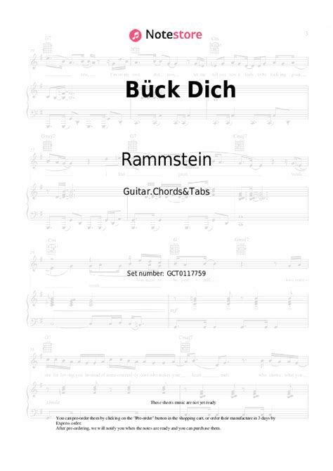 Bück Dich chords and tabs Rammstein in Note Store Guitar Chords