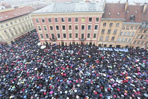 The Sea Of Umbrellas On Black Monday