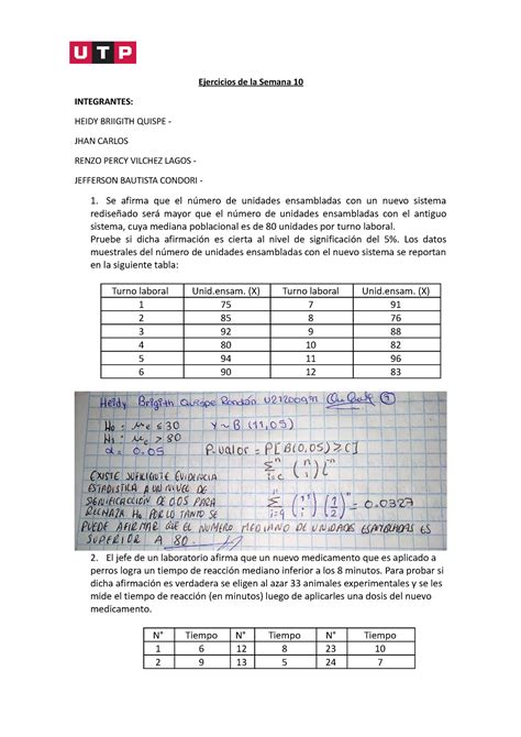 Ejercicios Semana Estadistica Ejercicios De La Semana