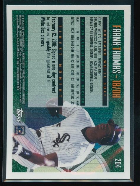 Frank Thomas Topps Finest Flashbacks Refractor White Sox Ebay