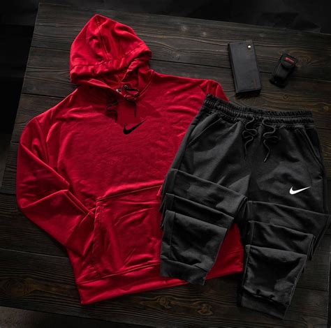 Мужской демисезонный спортивный костюм Nike красный хлопковый, Красный ...
